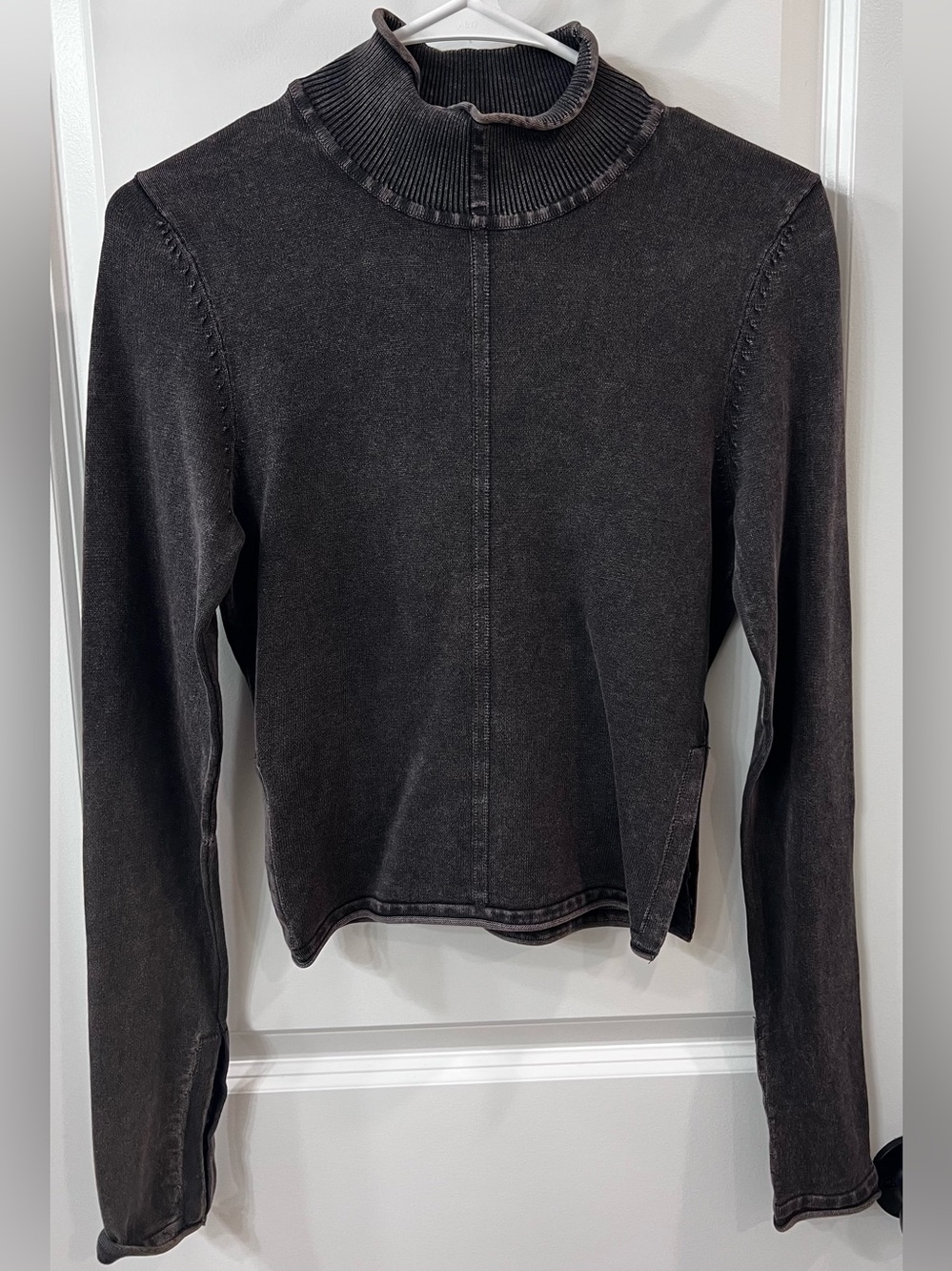 NWT Zara Mock Neck Long Sleeve Top, Dark Gray, S
